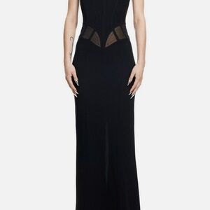 Elegant Strapless Black Evening Dress